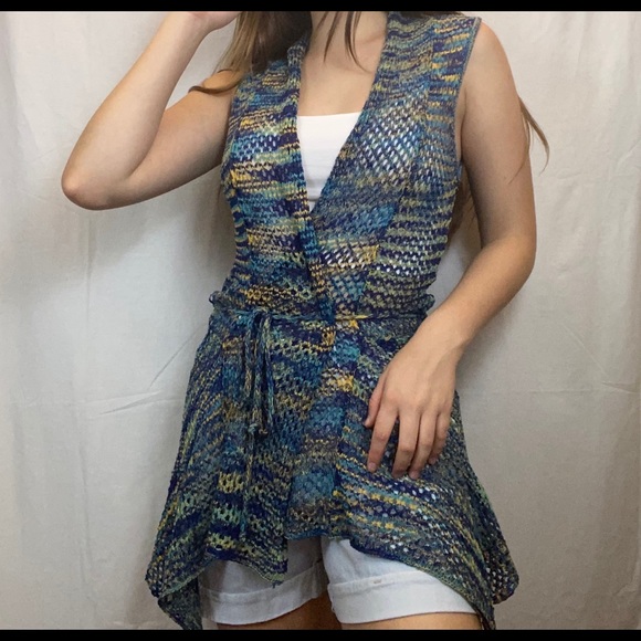 Arden B. Crochet Wrap Vest Women’s Knit Jacket - Picture 2 of 5